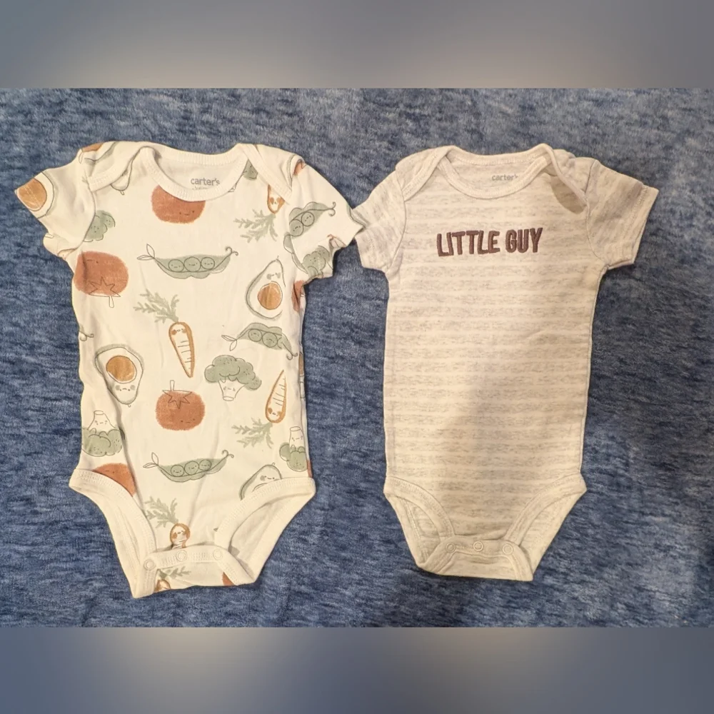 Carter's 6M Bodysuits Set - Cream, Gray, Blue